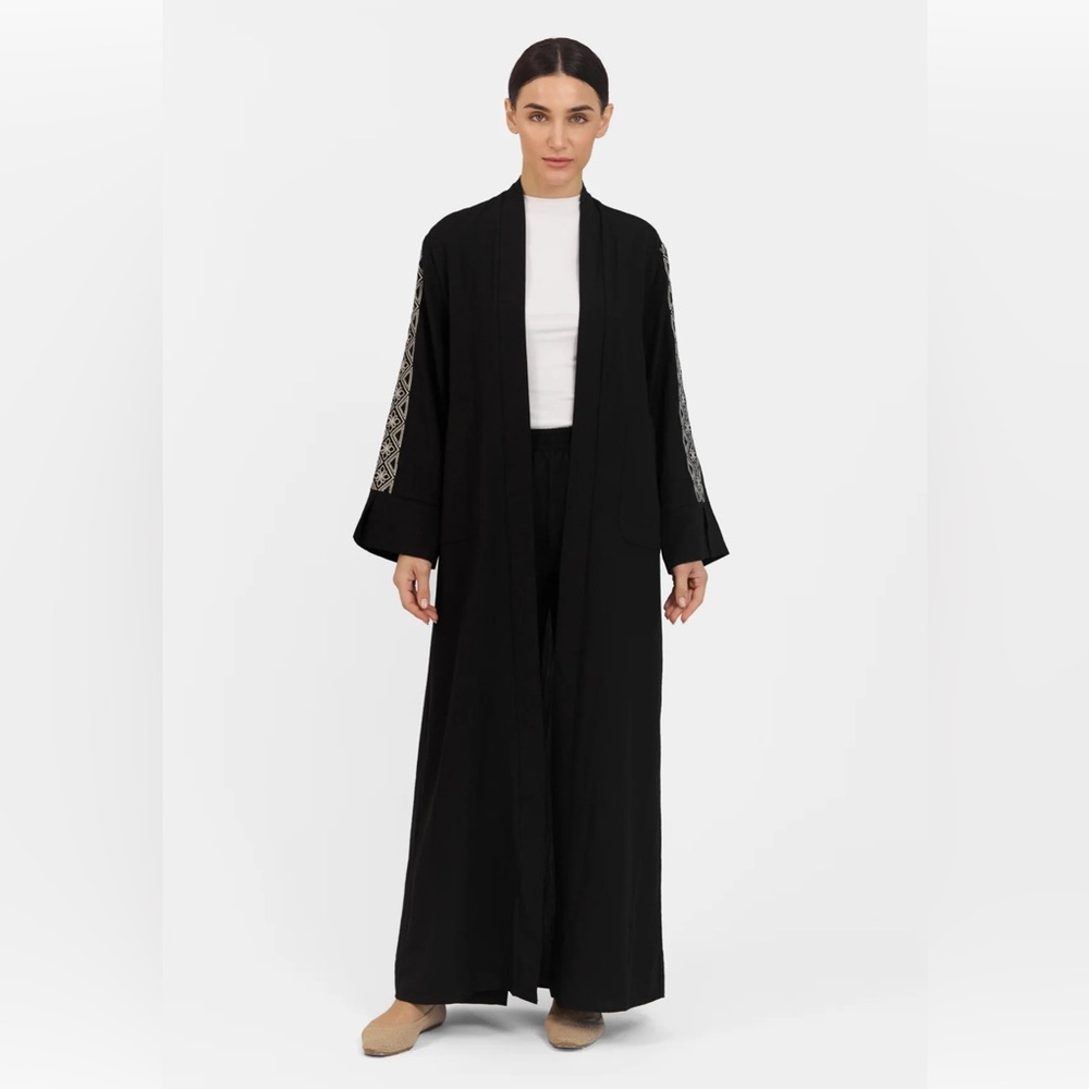 Embroidered Sleeve Abaya (Maxi Cardigan)